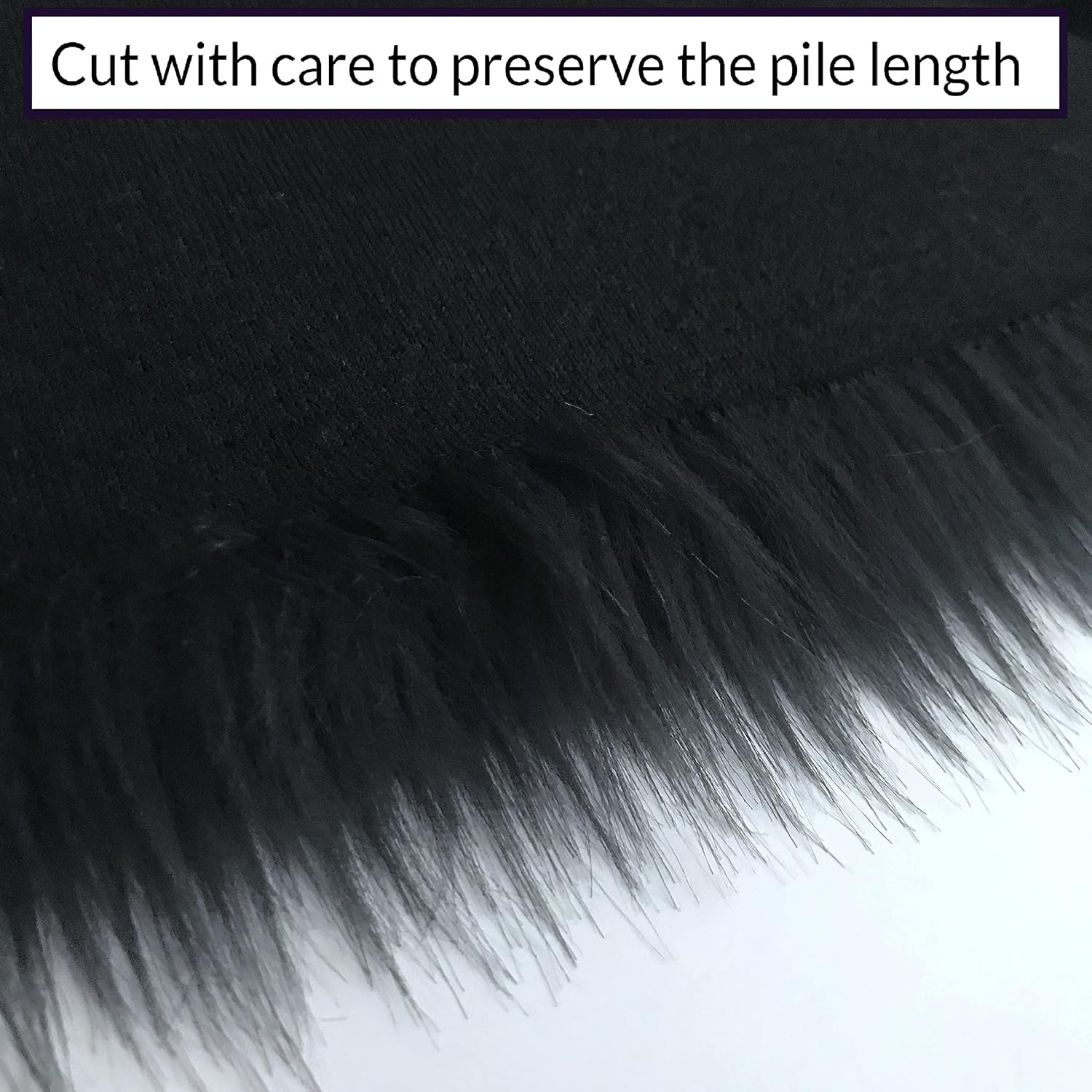 Bianna Pitch Black Luxury Faux Fur Fabric, by The Yard, American Seller, Shag Shaggy Squares for Crafting, Sewing, Costumes (1 Yard - 36x60 inches)