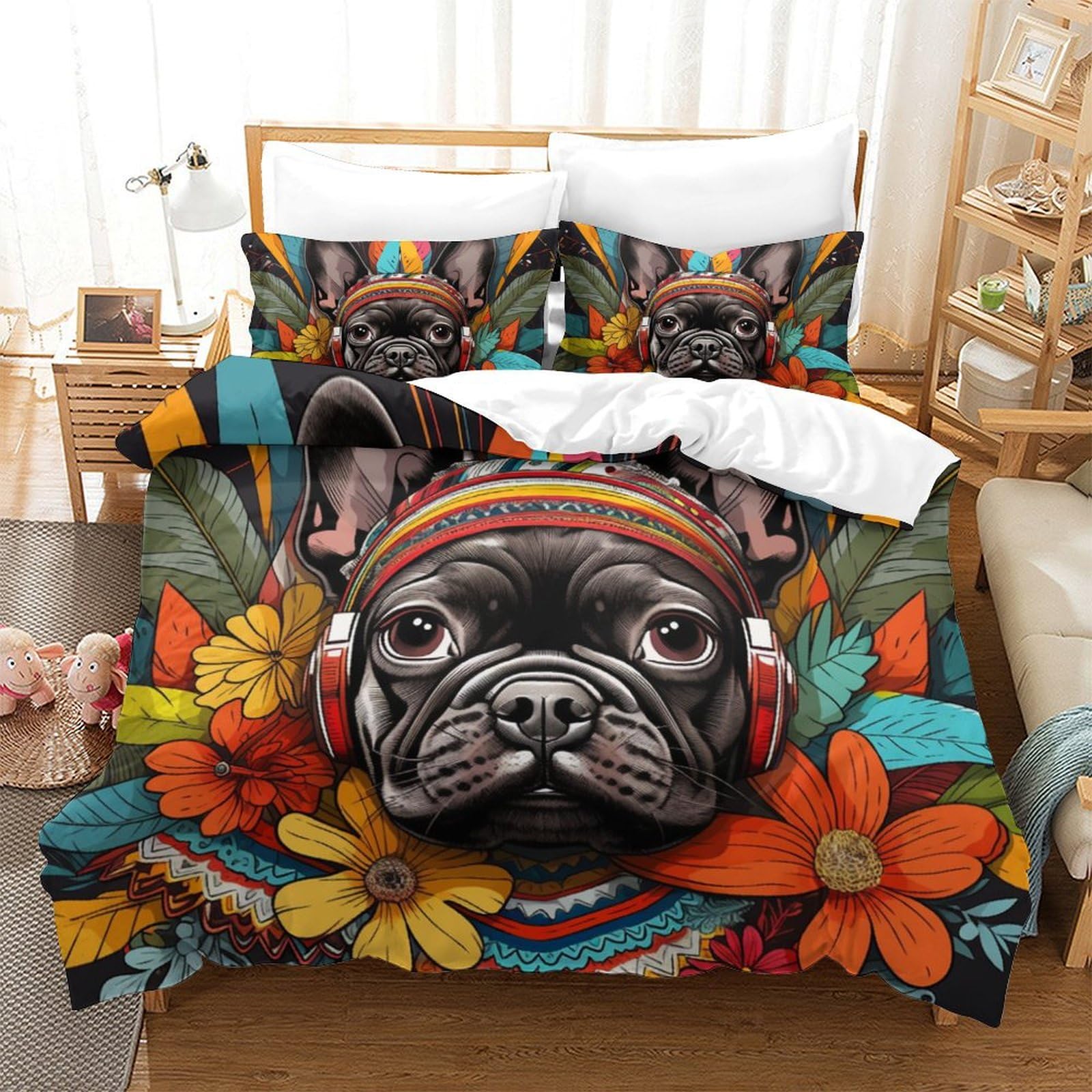 Housse de couette Bouledogue Français 3 pièces impression 3D