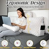 Vista 3 de SLIGUY Large Headboard Pillow with 2 Pack Neck Roll Pillow Wedge Pillow Bed Rest Reading Pillow Bolster Triangular Pillow for Sitting in