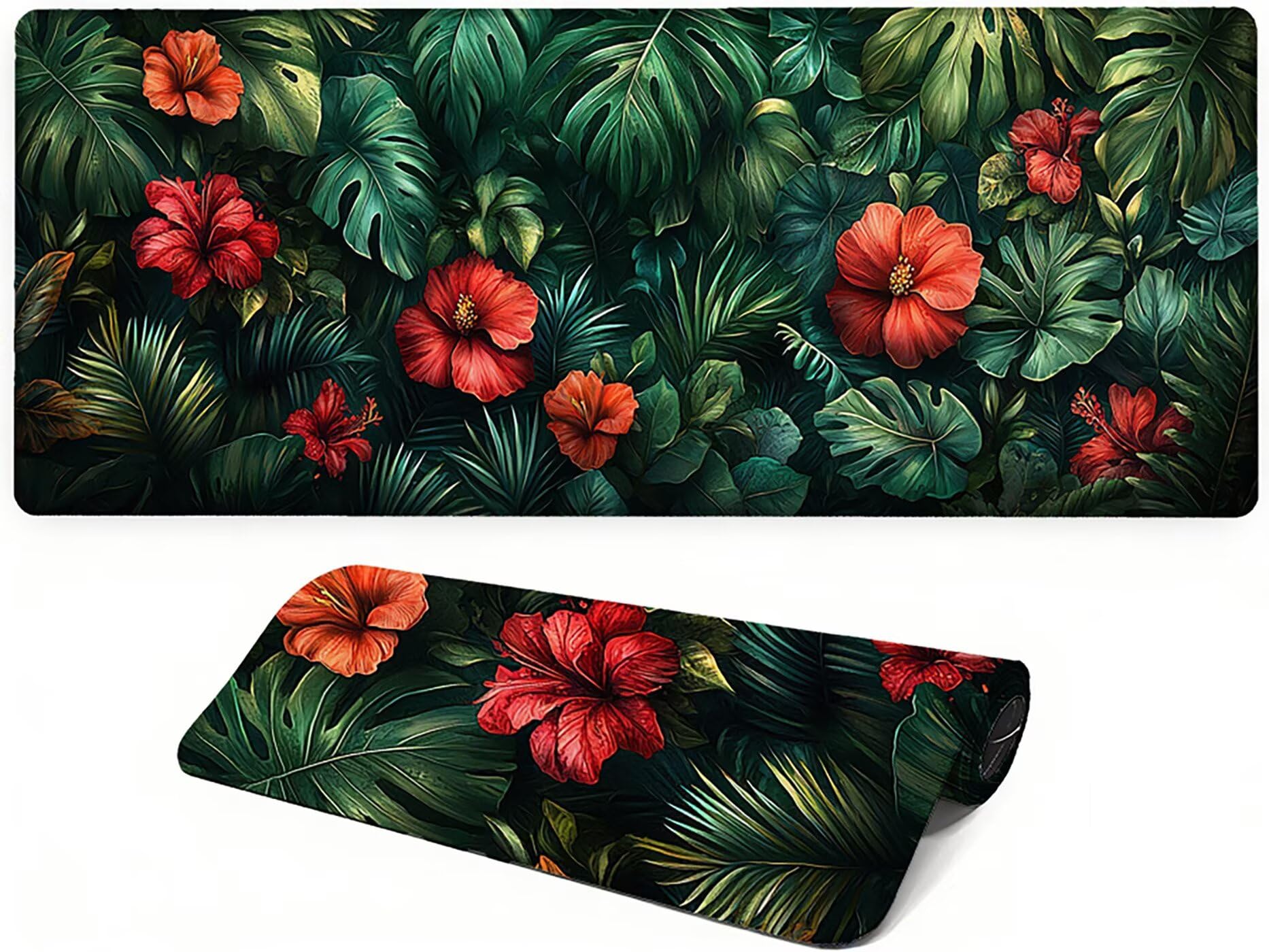 Lpfieonn Anlage Großes Schreibtischunterlage, XXL Schreibtischunterlagen, Blume XXL Wasserdicht Gaming Mousepad mit Vernähter Rand und Rutschfeste Gummibasis, für Laptop/Hause/Büro 120x60cm PF-2165