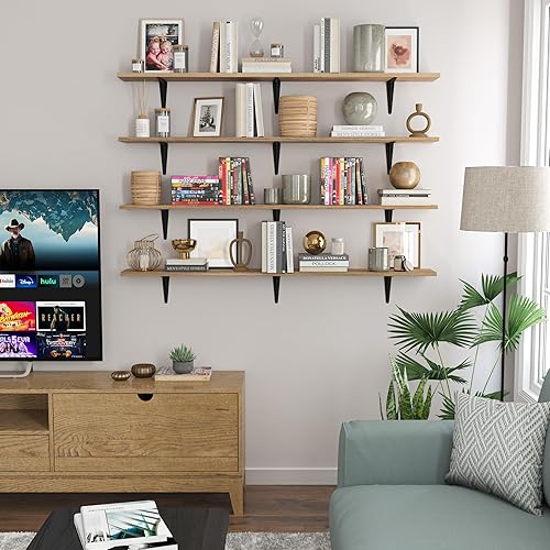 Miniatura 2 de Wallniture Arras - Estantes flotantes de 48 x 6 pulgadas para almacenamiento en la pared, estante rústico de pared para oficina y sala de estar,