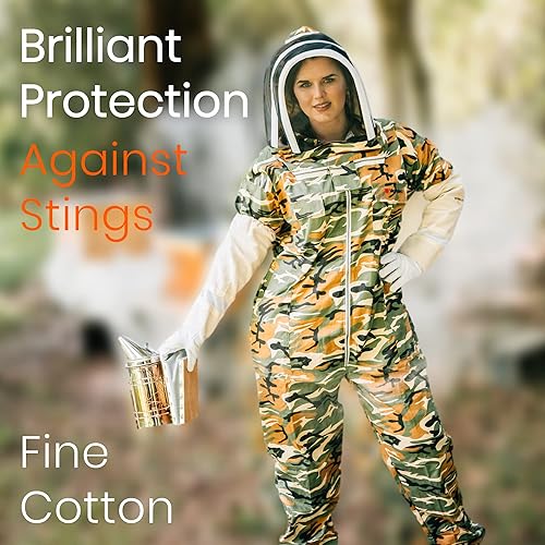 Miniatura 3 de Natural Apiary Max Pro - Chaqueta de algodón incluye 2 velos no inflamables (redondos y vallados), máxima protección contra picaduras para