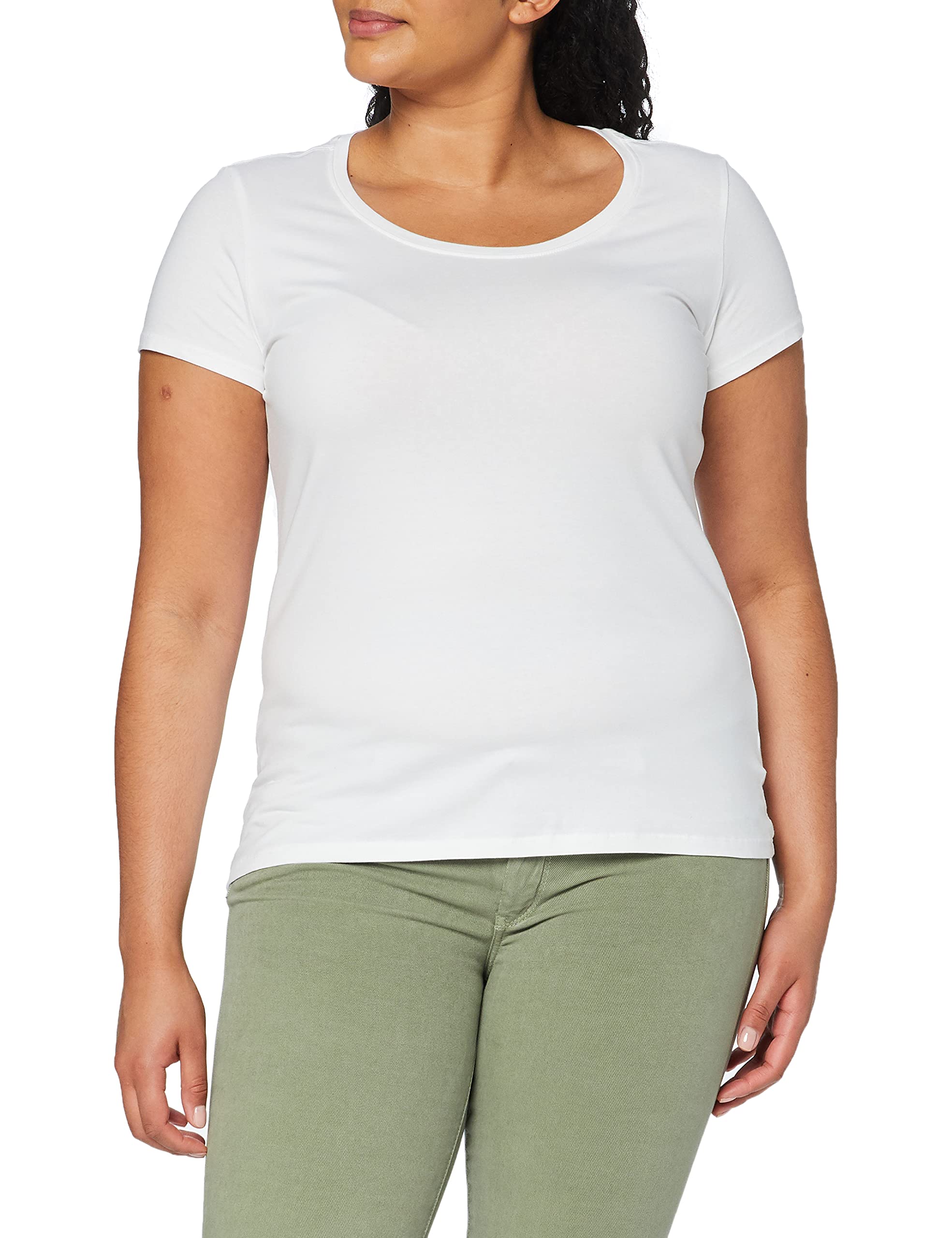 Stedman Apparel Women's Claire Crew Neck/ST9700 Premium Slim Fit Short Sleeve T-Shirt, White, Size 12 (Manufacturer Size:Medium)