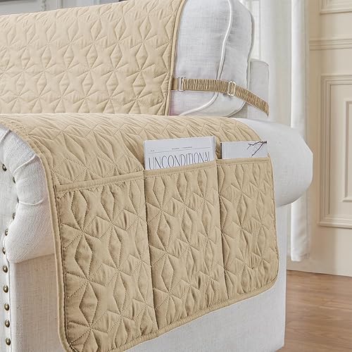 Miniatura 5 de RBSC - Funda para sillón de 23 pulgadas, impermeable, antideslizante, protector de muebles, funda de sofá lavable con correas elásticas para niños,