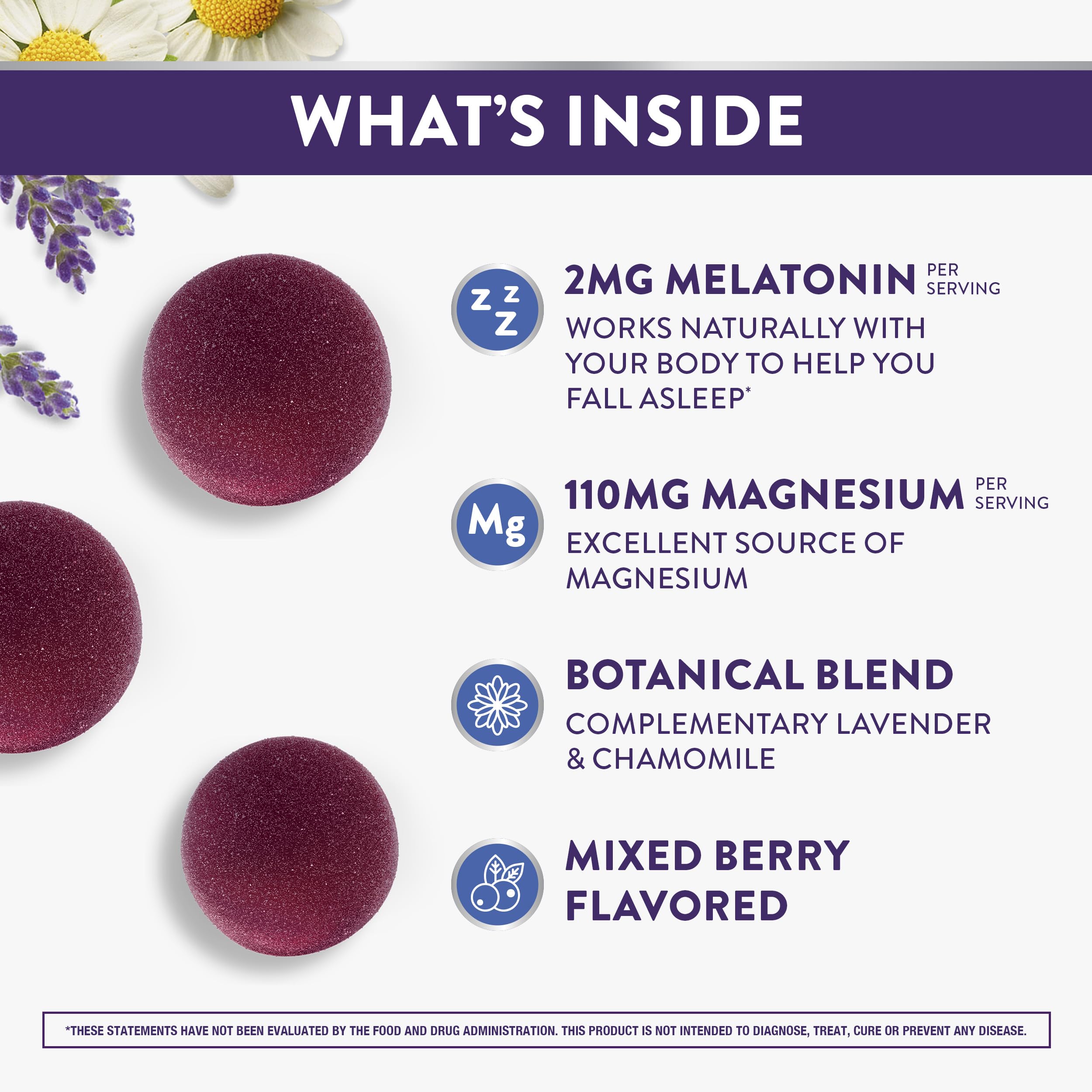 ZzzQuil Pure Zzzs + Magnesium, Sleep Aid, Magnesium Citrate and Melatonin Gummies, Melatonin 2mg, Sleep Aids for Adults, Mixed Berry Flavored, 60 Sleep Gummies — Amazon image 2