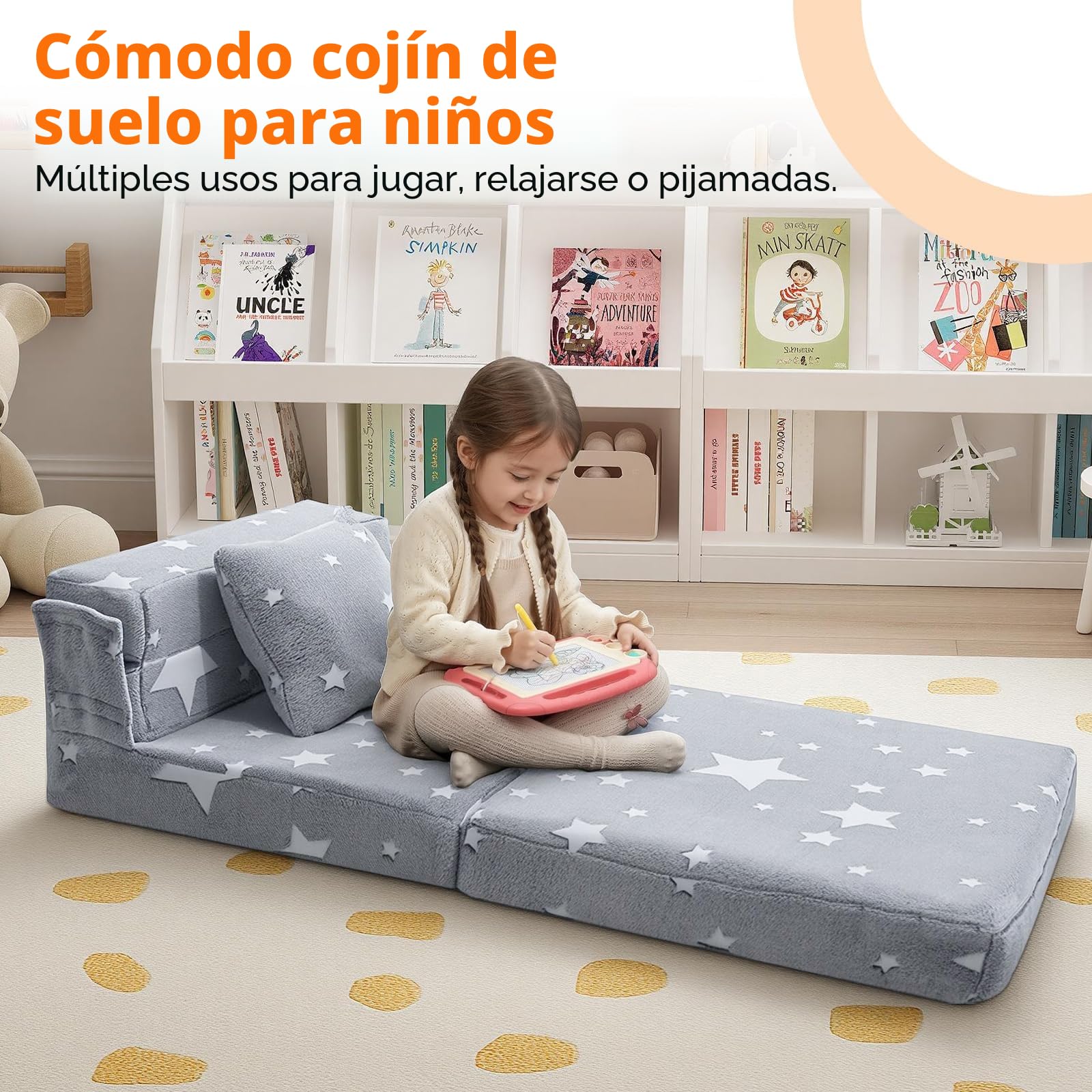 MeMoreCool Sofá Plegable Tri Parainfantil, Colchón Brillante para Niños, Sillones Infantiles, Sillon Bebe, Sala de Juegos