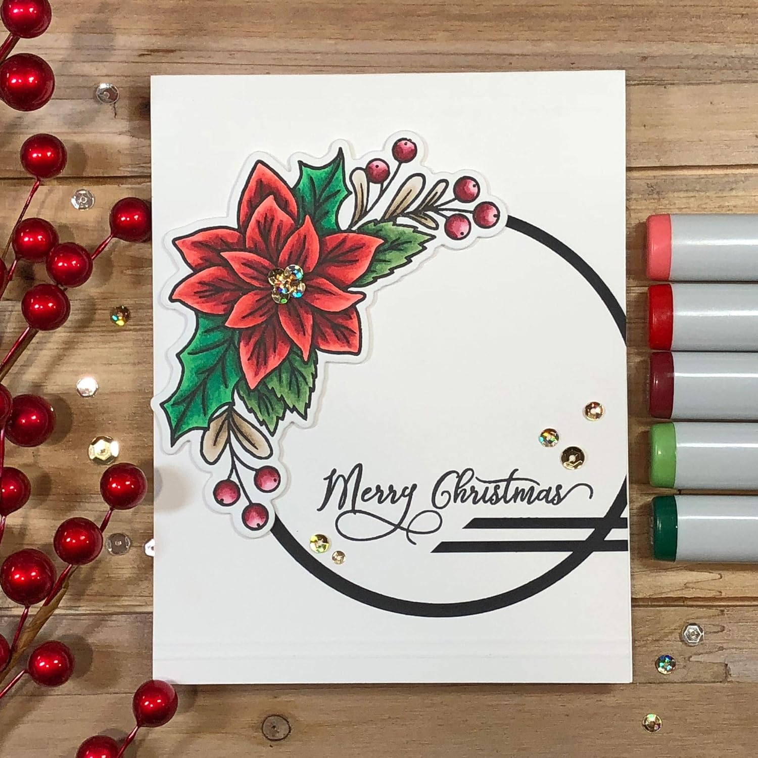Winter Poinsettia Floral Cluster 4x6 Inch Sheet