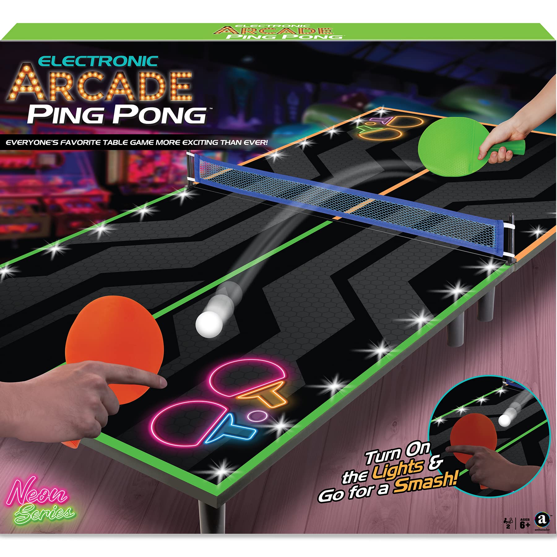 Amazon.com: Ambassador Games Electronic Arcade Ping-Pong (Neon Series) :  Toys & Games