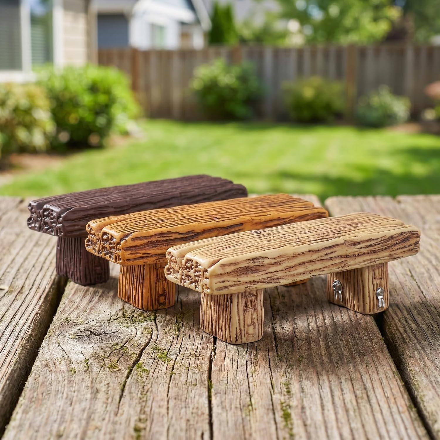 NUOBESTY 18Pcs Miniature Bench Decor, Mini Resin Park Seats Dollhouse Furniture Garden Ornaments Fairy Garden Furniture for Bonsai Terrarium Desk Shelf Display (Three Colors)