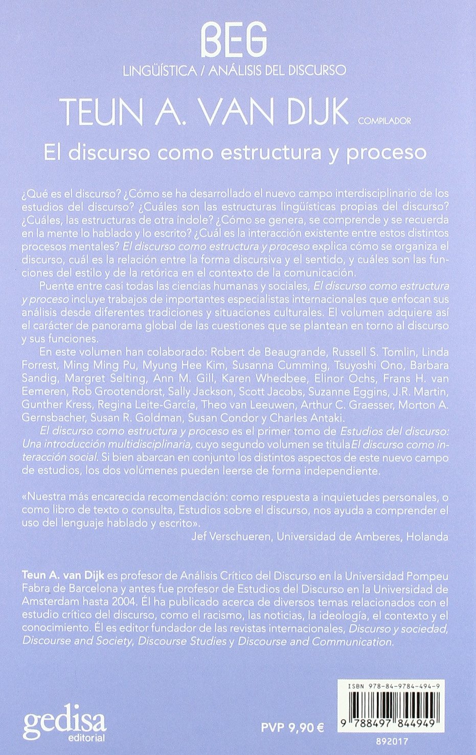 El discurso como estructura y proceso: Estudios sobre el discurso I: Una introducción multidisciplinaria (BEG / Lingüística)