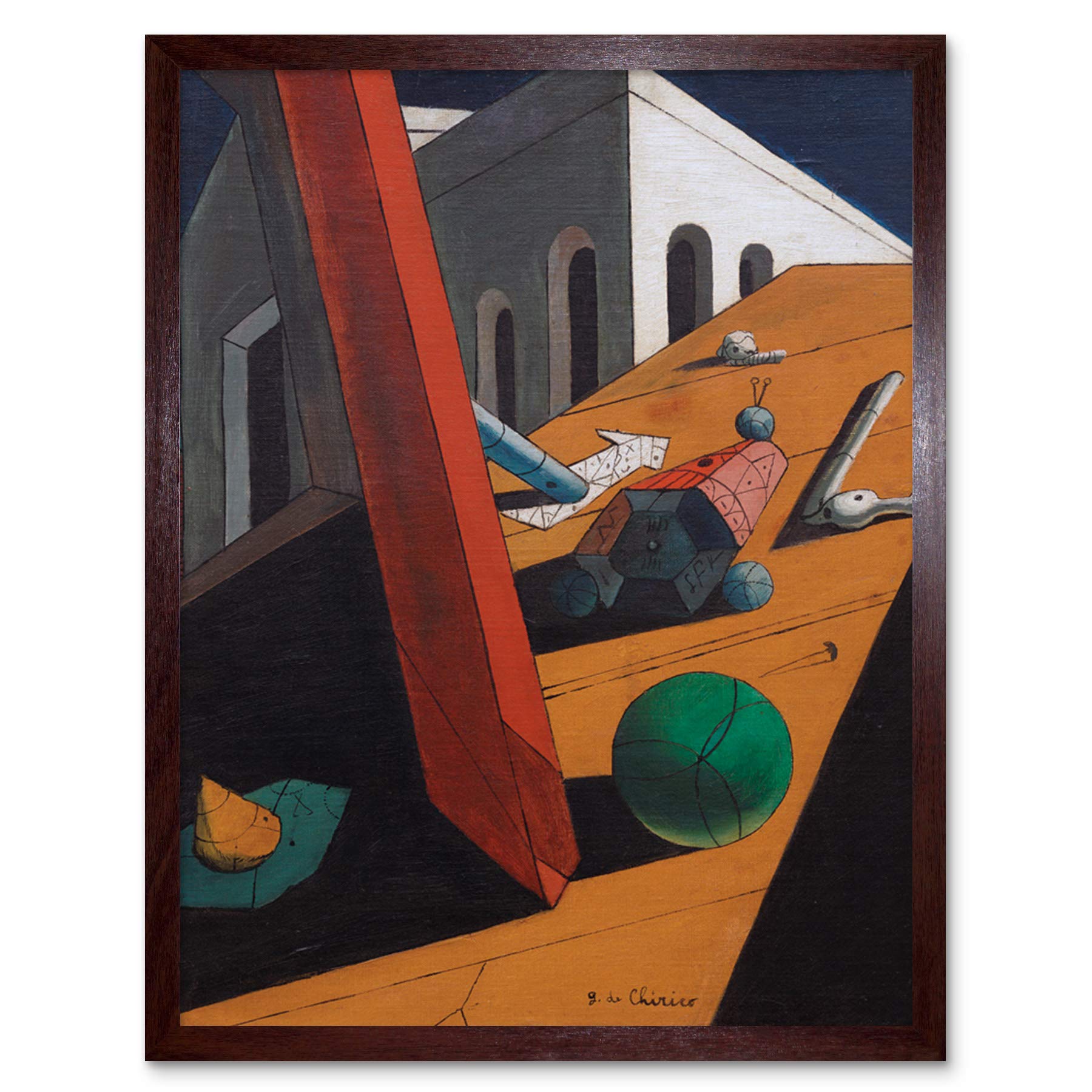 Artery8 Giorgio De Chirico Evil Genius Of A King Art Print Framed Poster Wall Decor 12x16 inch