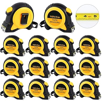 Kanayu 12 Pcs Tape Measure Bulk Retractable Easy Read Measuring Tape with Fractions 1/8 Measurement (16 ft)