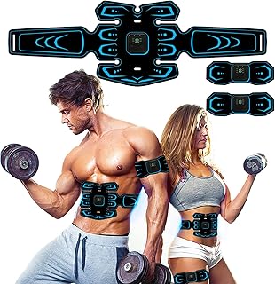 Abs Trainer, Muscle Stimulator, EMS Training Device, Abdominal Muscle Trainer, Abdominal Trainer with 6 Modes & 9 Intensities, Portable Muscle Stimulator, for Abdomen, Arm, Leg Fitness Training