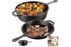 Overmont Cast Iron Combo Cooker: Versatile Pot with Multifunctional Skillet Lid