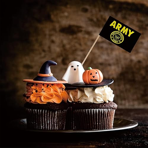 Miniatura 3 de Bandera de palillo de dientes con cresta dorada del ejército de Estados Unidos, tamaño pequeño, pequeño, para cóctel, frutas, cupcakes, decoración