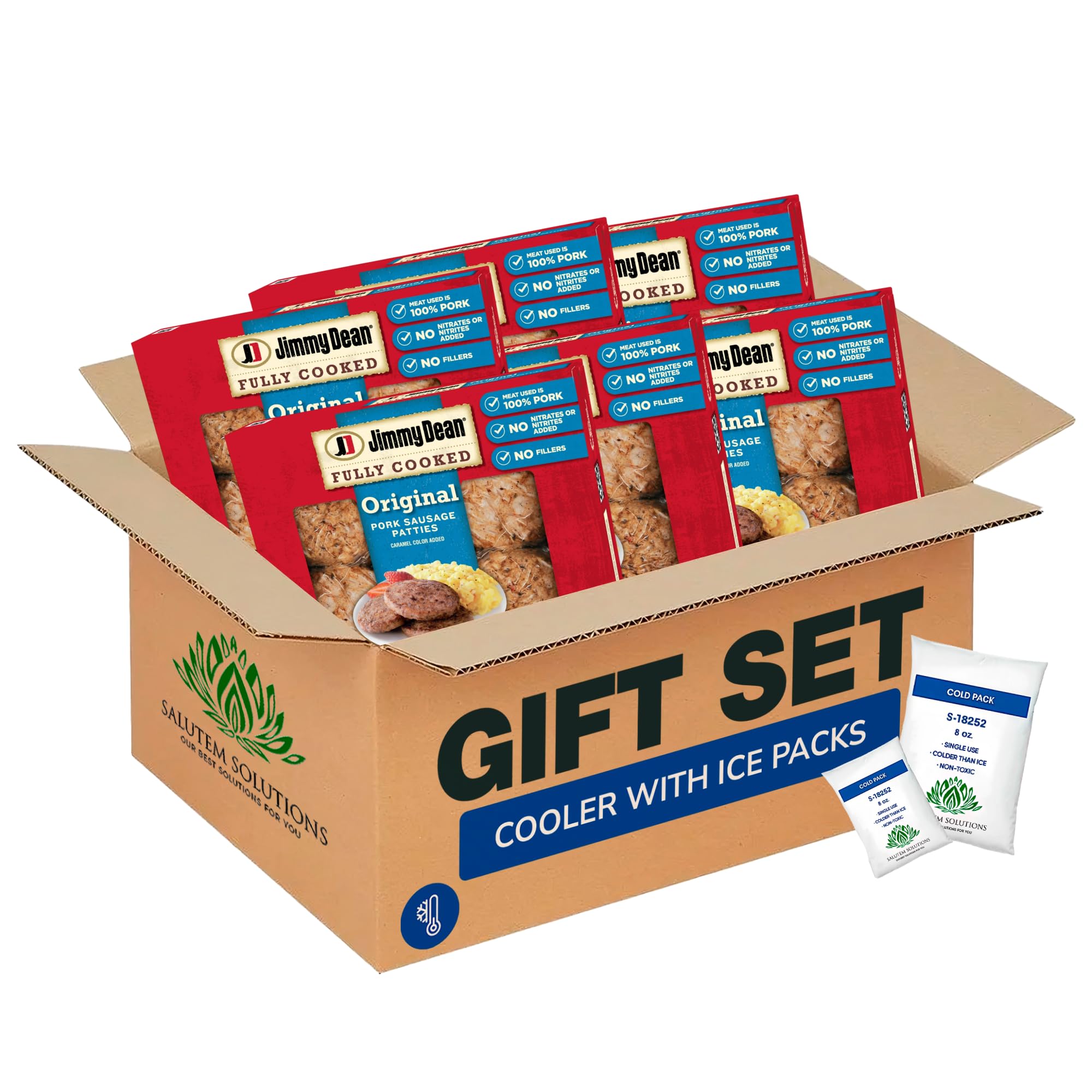 Salutem Vita – Fully Cooked Original Pork Sausage Patties, Breakfast Protein, Quick Meal Gift Set – Pack of 6