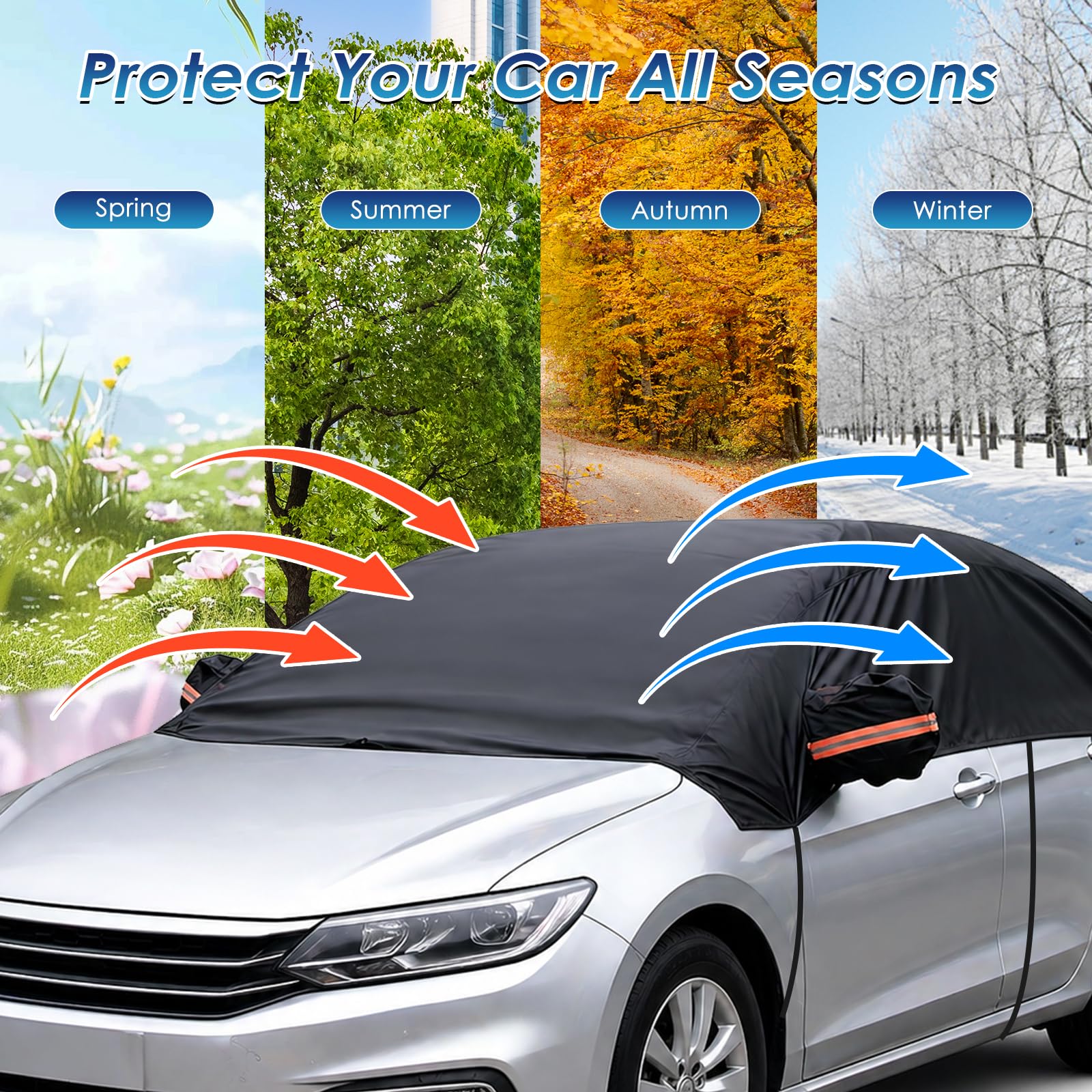 Ninonly Funda Coche Exterior 210D Universal Funda for Coche Impermeable Protección contra Todo Tipo de Clima Protege del Sol,la Lluvia,el Polvo y Las Hojas