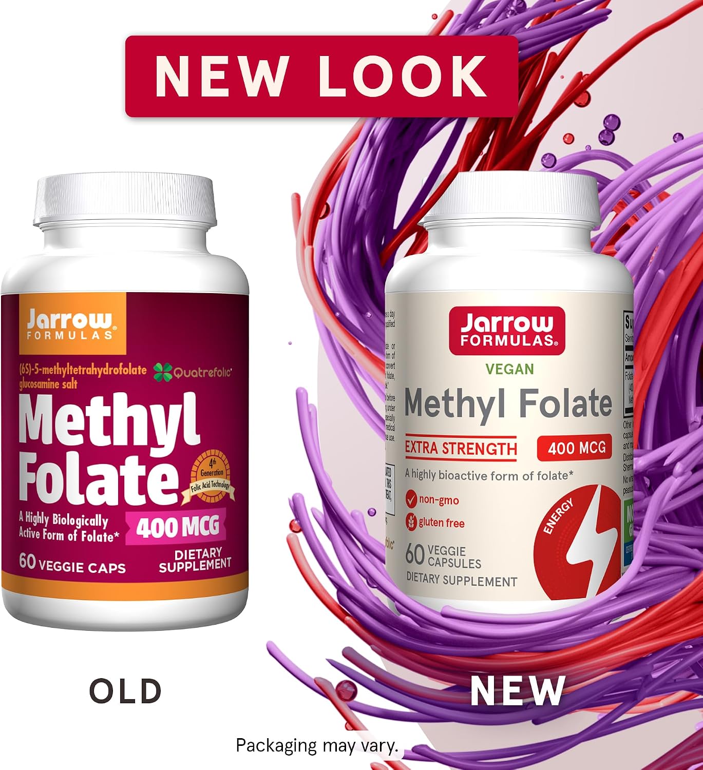 Jarrow Formulas Extra Strength Methyl Folate 400 mcg, Dietary Supplement for Cardiovascular and Neurologic Health Support, 60 Veggie Capsules, 60 Day Supply