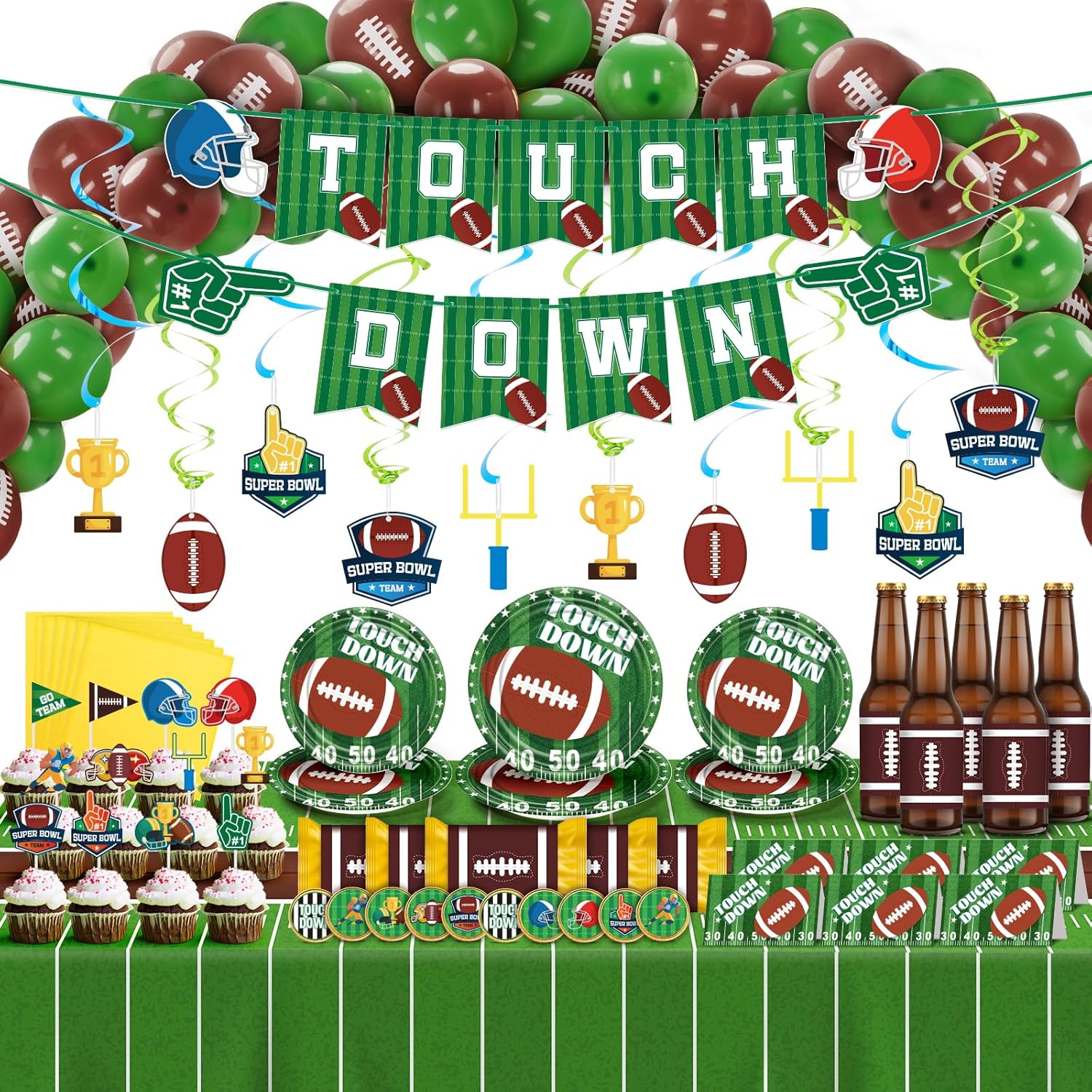 Football Party Decorations,180pcs Super Bowl Party Supplies