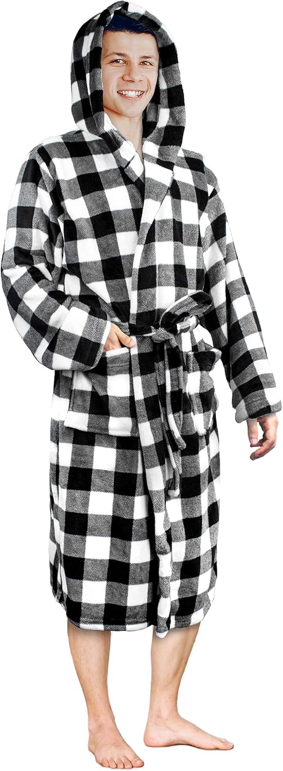PAVILIA Mens Robe, Hooded Fleece Bathrobe for Men, Plush Long Warm Robe for Male Bath Spa - Image 8