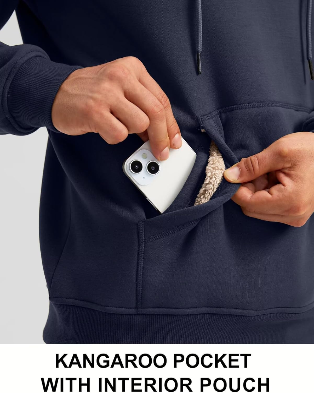 Pudolla Men's Sherpa Hoodie Pullover Winter Thick Warm Fleece Lined Hoodies Athletic Sweatshirts with Kangaroo Pouch Pocket - Image 4