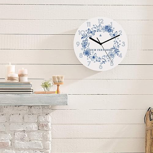 Miniatura 3 de Reloj de pared personalizado con mariposa, reloj de madera fácil de leer, relojes personalizados con texto silencioso sin tictac, novedad para