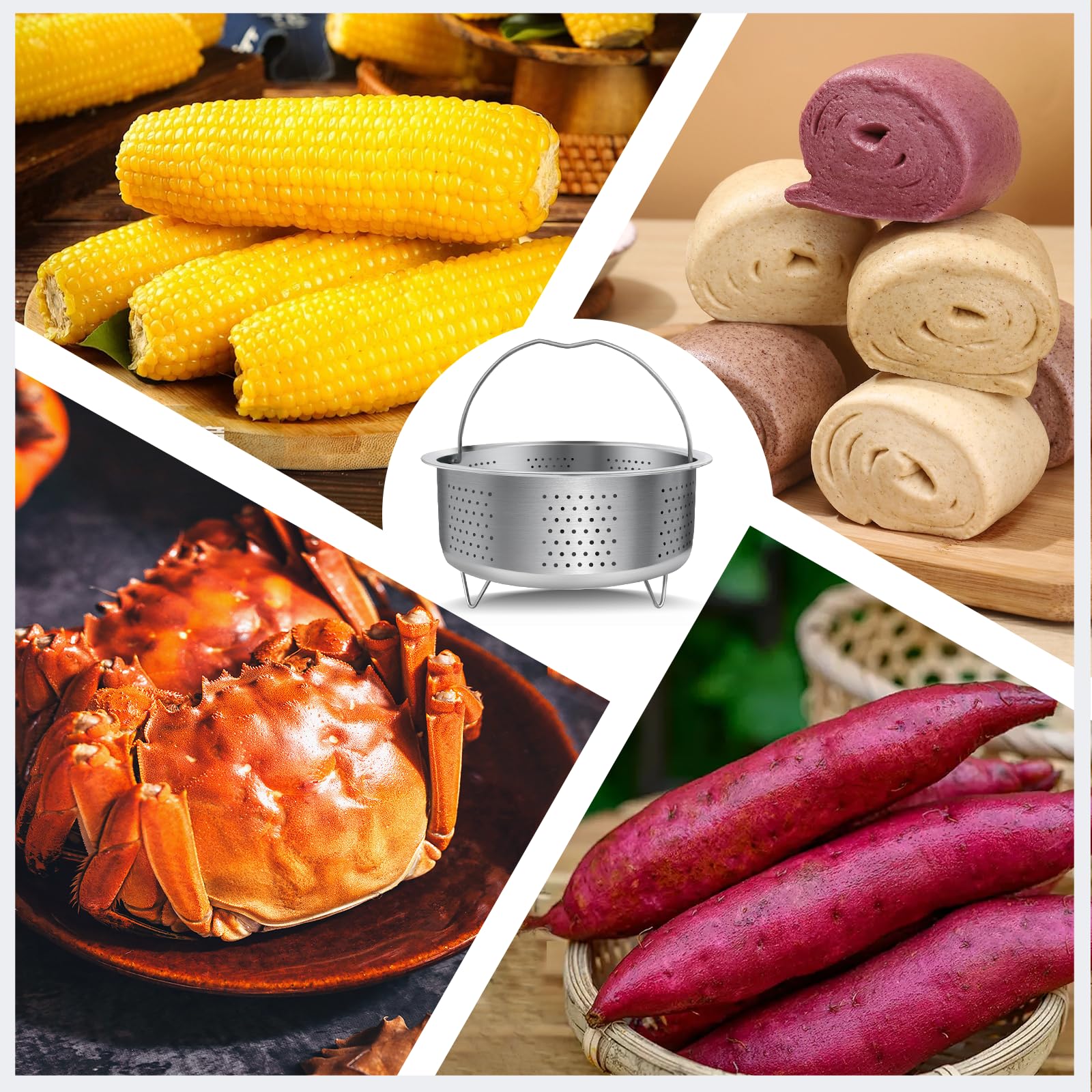 Cesta Vaporera Inoxidable 304 Multiusos 20 CM para Verduras, Huevos y Pescado