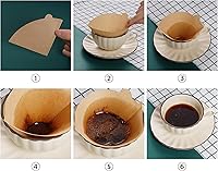 Vista 4 de 300 Count Coffee Filters Cone Coffee Filter No.1 Coffee Filters 1-2 Cups Pour OverCone Natural Paper(Unbleached)