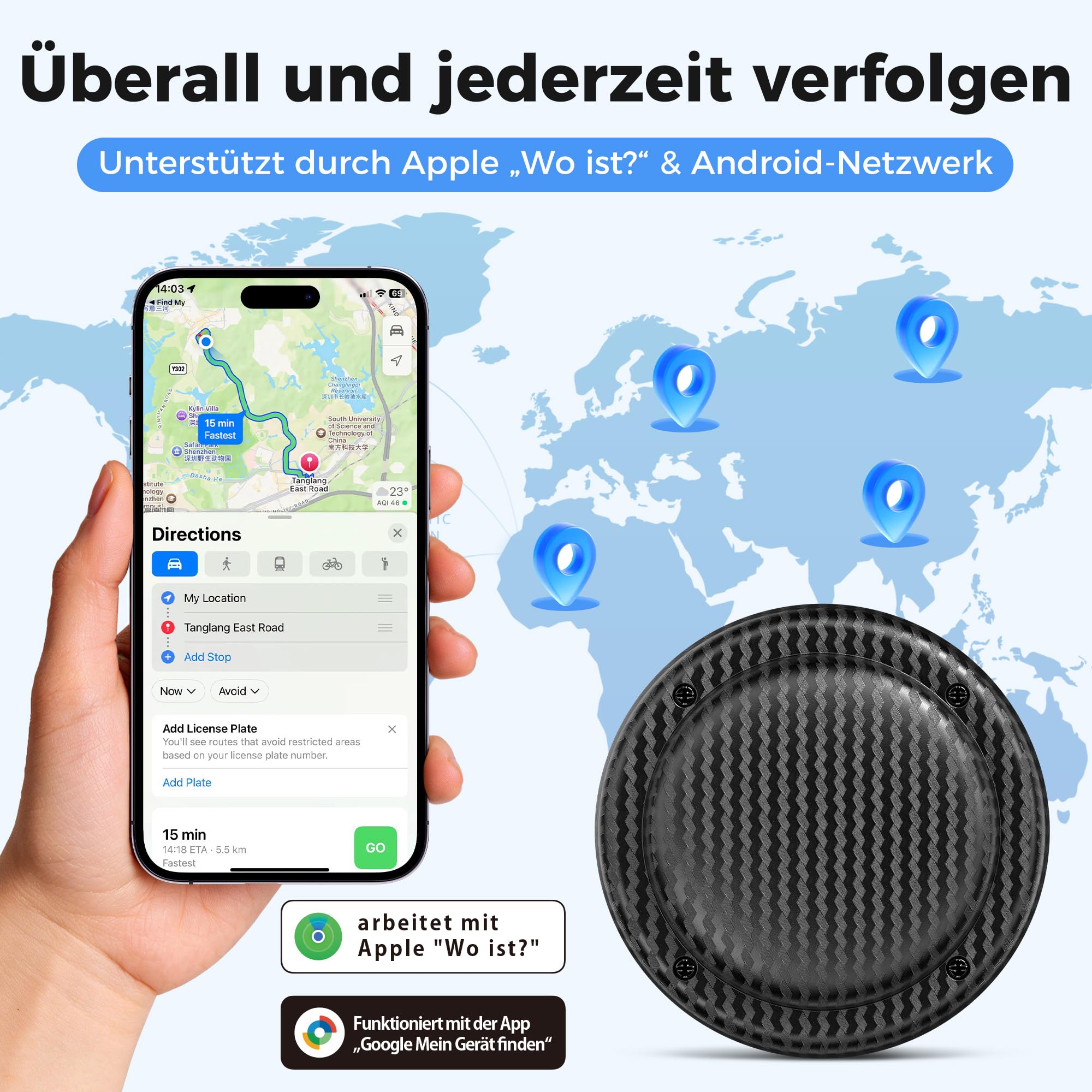 MiLi 3M Tag de Suivi adhésif, Dispositif de localisation Bluetooth à Coller, Compatible avec l’app Localiser d’Apple et Google Localiser App, Traceur pour Skis, vélo, Trottinette, Skateboard - 3
