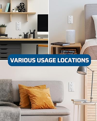 Vista 28 de DEWENWILS - Toma de corriente dúplex para receptáculo, 15 amperios/125 V, resistente a manipulaciones, placas de pared incluidas, certificación UL