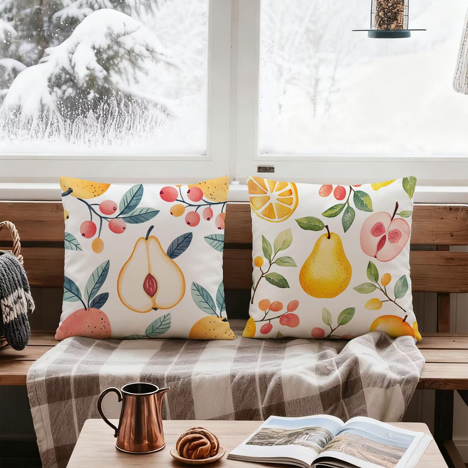 Amarillo Funda Cojin 60x60 Fruta Funda Almohada 60x60 Cojines Sofa Súper Suave Fundas Cojines Decorativos Fundas Almohadas 4 Piezas Cervicales y Cuello, para Hogar Sofa Cama Salon Decoracion E - 597