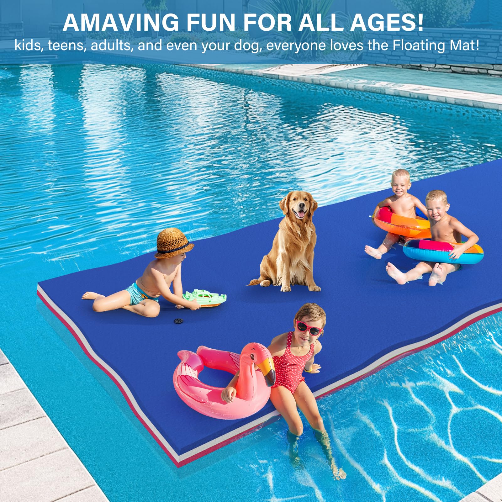 Rafts For Swimming Pools Floating Water Mat, 3-Layer Adult Size