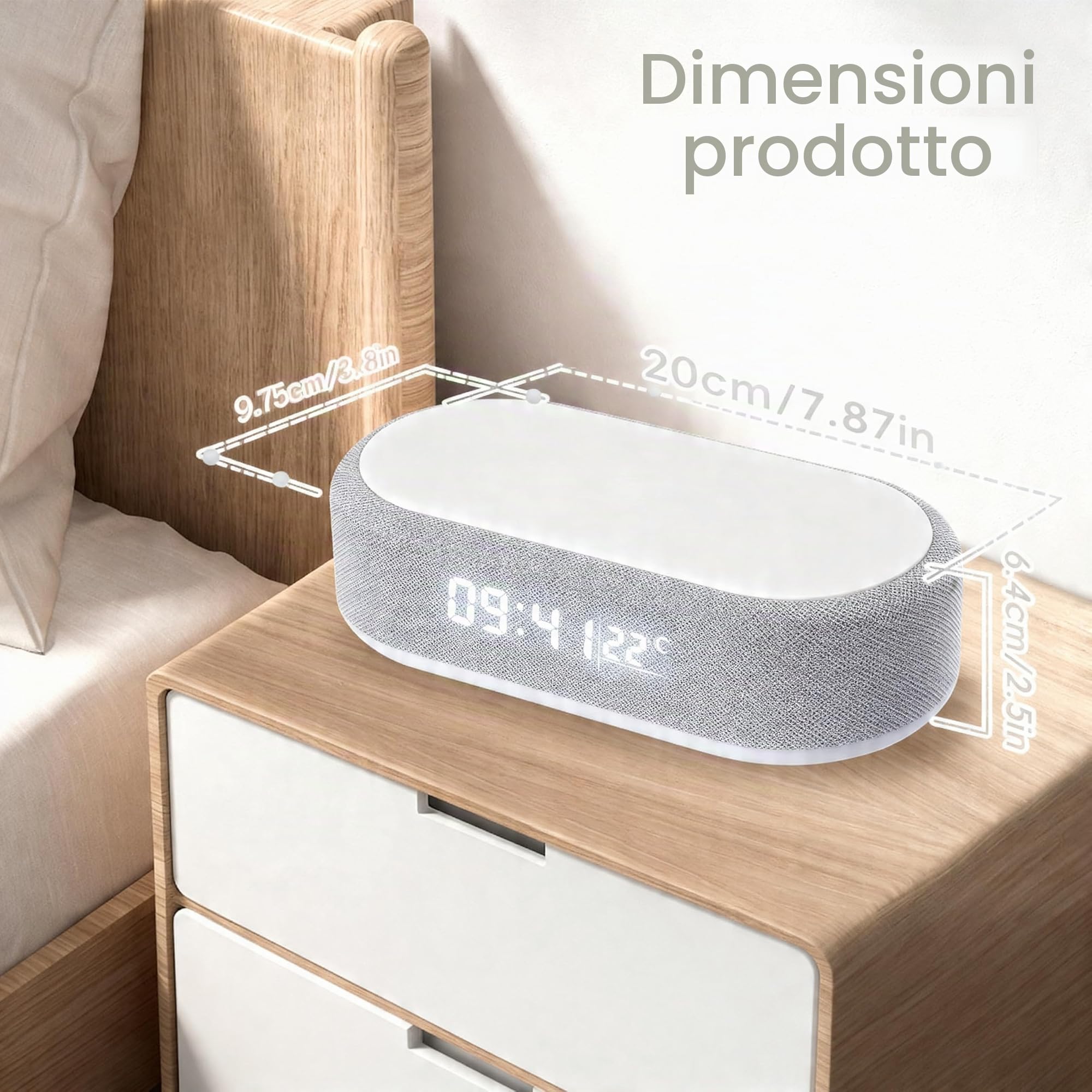 Sveglia caricatore a induzione 3 in 1, orologio digitale a LED, caricatore a induzione per iPhone e Android,Simulatore di alba, sveglia collegata con luce, doppio allarme, USB, design moderno