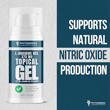 Phytogenesis L-Arginine HCL Topical Gel 375mg Nitric Oxide Support | Topical High Absorption Transdermal Formula, Supports Circulation & Performance, 375 mg L-Arginine HCL per Serving