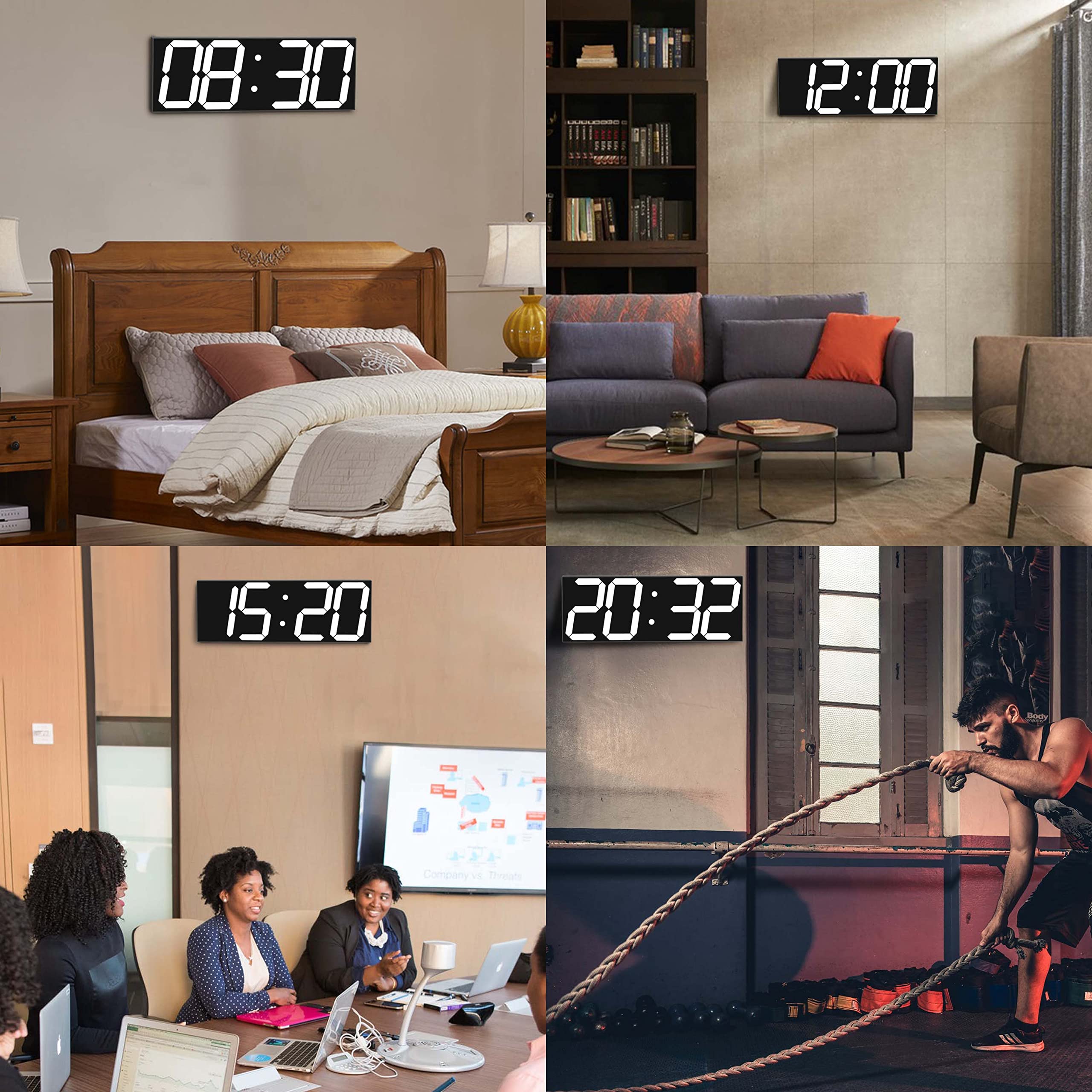 CHKOSDA Digital Wall Clock, Led Wall Clock with 6" Numbers, Count Up