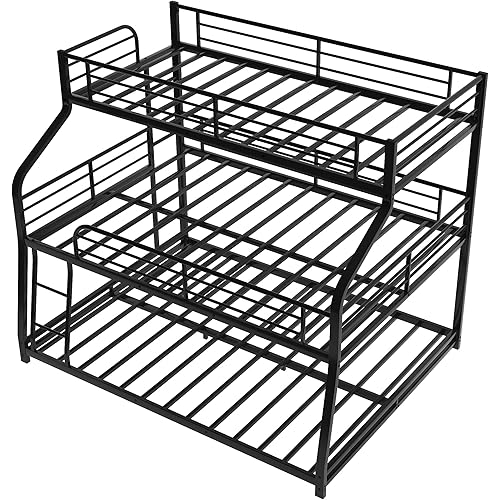 SOFTSEA Metal Triple Bunk Beds for 3 Person, Twin XL Over Full XL Over Queen Bunk Bed for Student Dormitory