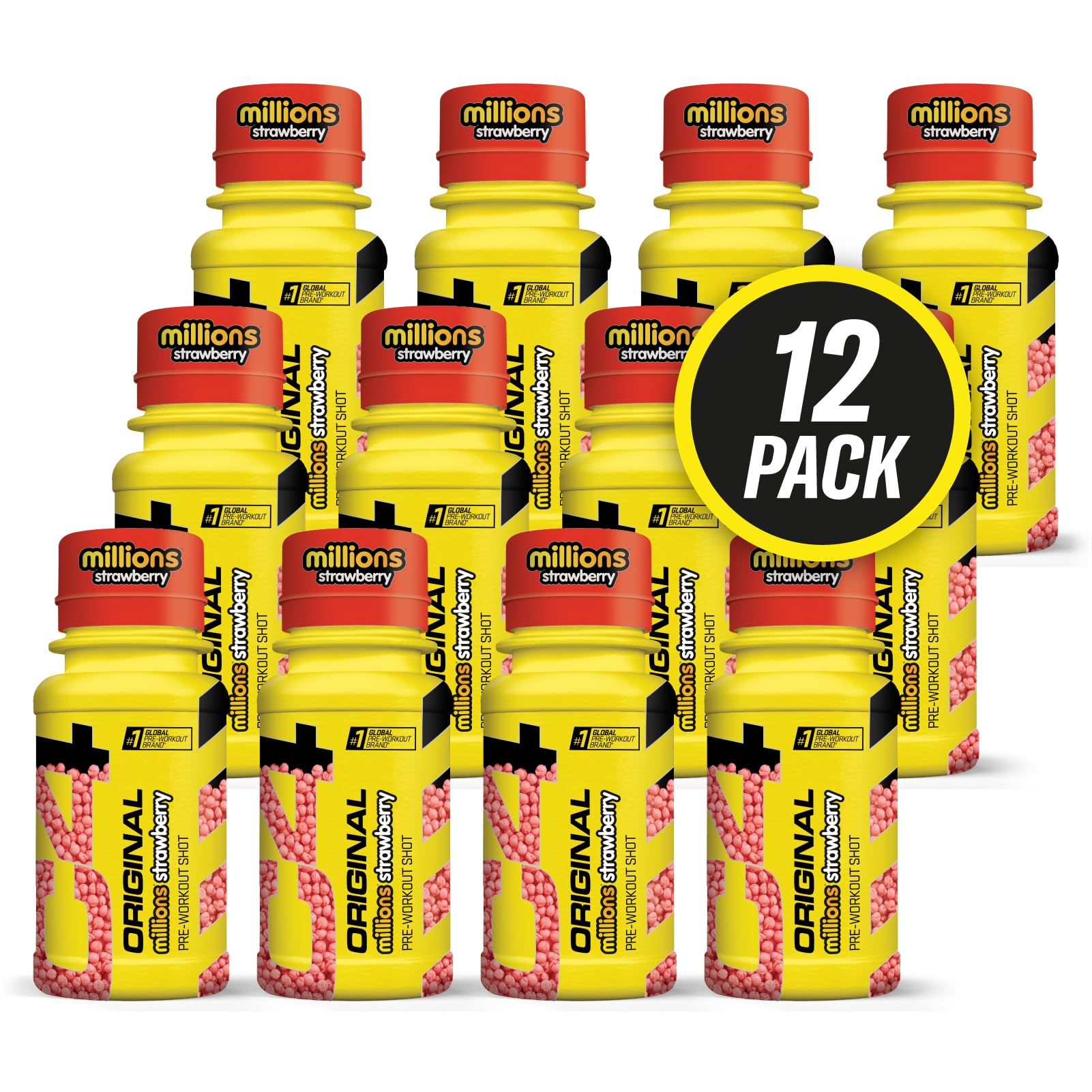 C4 Original Pre Workout Shot | Millions Erdbeergeschmack Energy Shots, Zuckerfreier Energy Drink mit 150g Koffein, Beta Alanin, L Arginin, Vitamin B6, Vitamin B12, Aminosäuren
