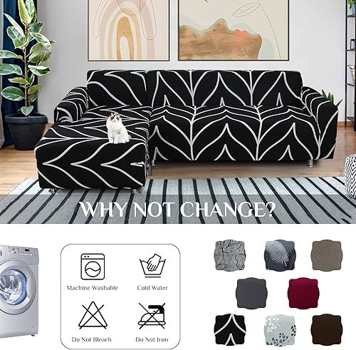 Miniatura 6 de FIGOOO Fundas de sofá modulares en forma de L, 2 fundas elásticas para sofá seccional, reversible, universal, antideslizante, protector de muebles
