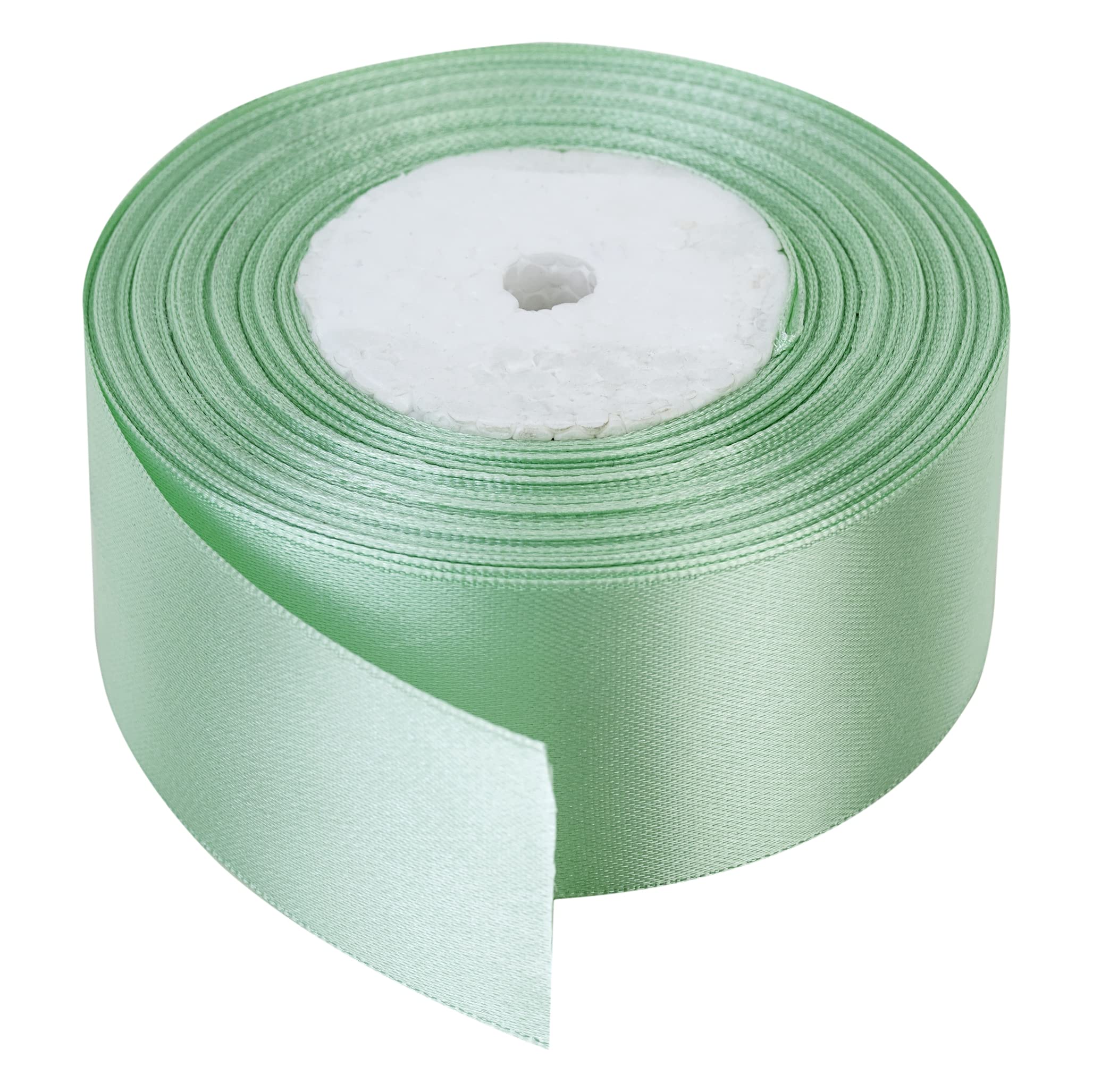 Trimming Shop Mint Green Ribbon Roll - 40mm x 25 Metres - Double Sided Satin Brightly Coloured - 100% Polyester - for Gift Wrapping, Decorating, Arts and Craft - Machine Washable