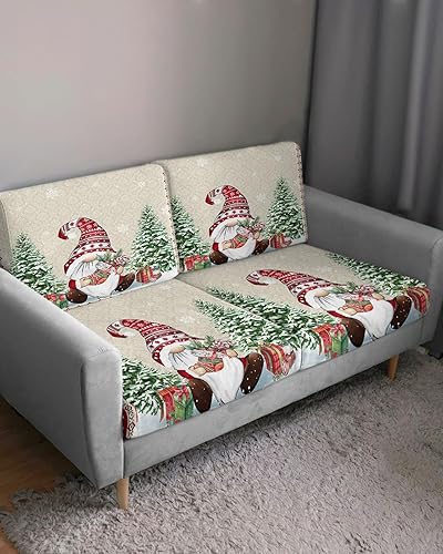 Miniatura 3 de Wowouhiya Fundas de cojín para sofá de Navidad, funda elástica para sofá con parte inferior elástica, diseño de gnomos de Navidad del suroeste,