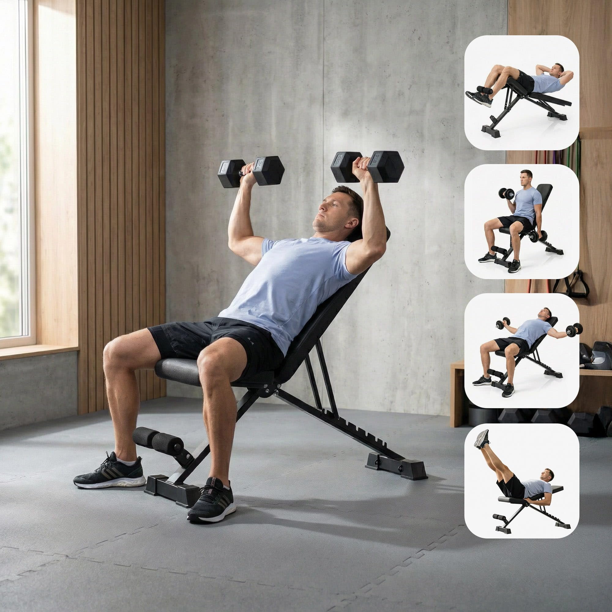 meteor Multifunktionale Hantelbank klappbar verstellbar Fitnessbank Trainingsbank Schrägbank für Zuhause und die Wohnung platzsparend