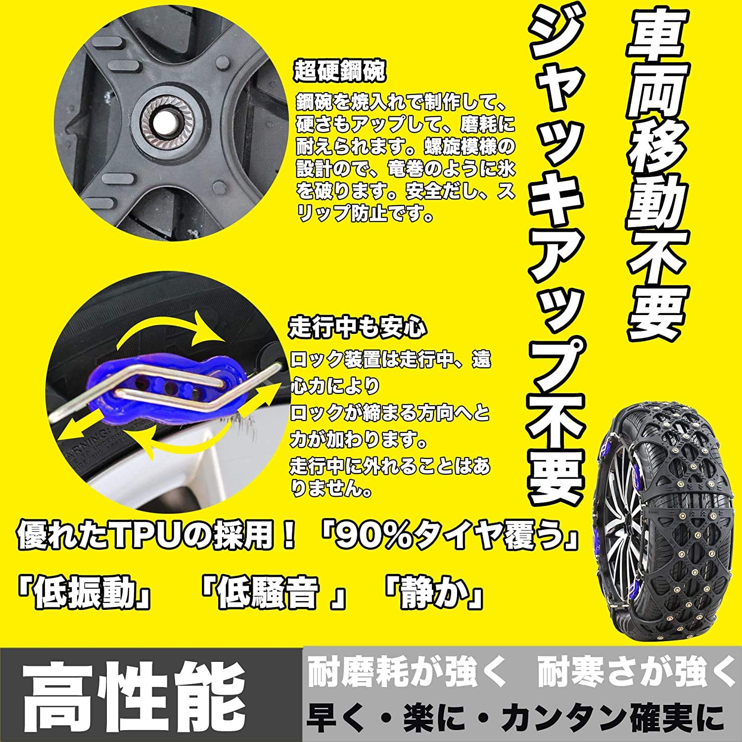 Amazon.co.jp: HNVEY【 正規品 】非金属 タイヤチェーン 軽自動車 簡単