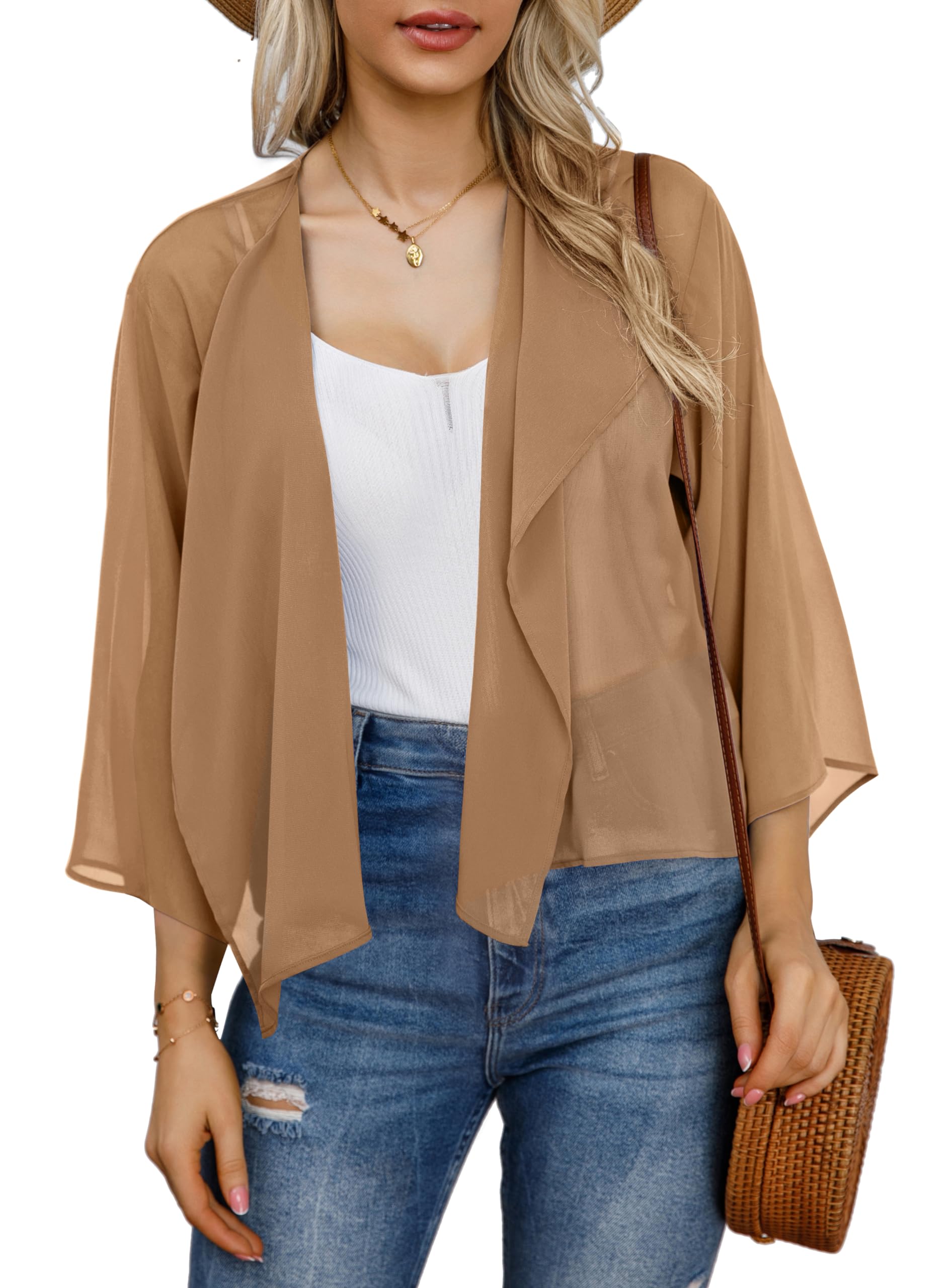 rosemiaKimonos for Women Summer Cardigan Chiffon Floral Cover up Loose Casual Top Blouse