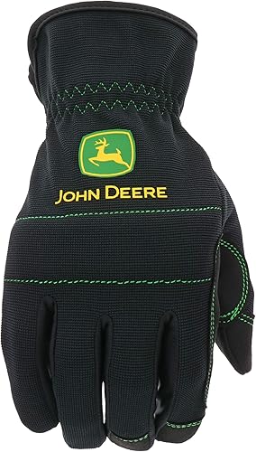 Miniatura 2 de John Deere JD86021-XL - Palma de cuero sintético para hombre, alta destreza, resistente a la abrasión, nudillos acolchados, negro, XL