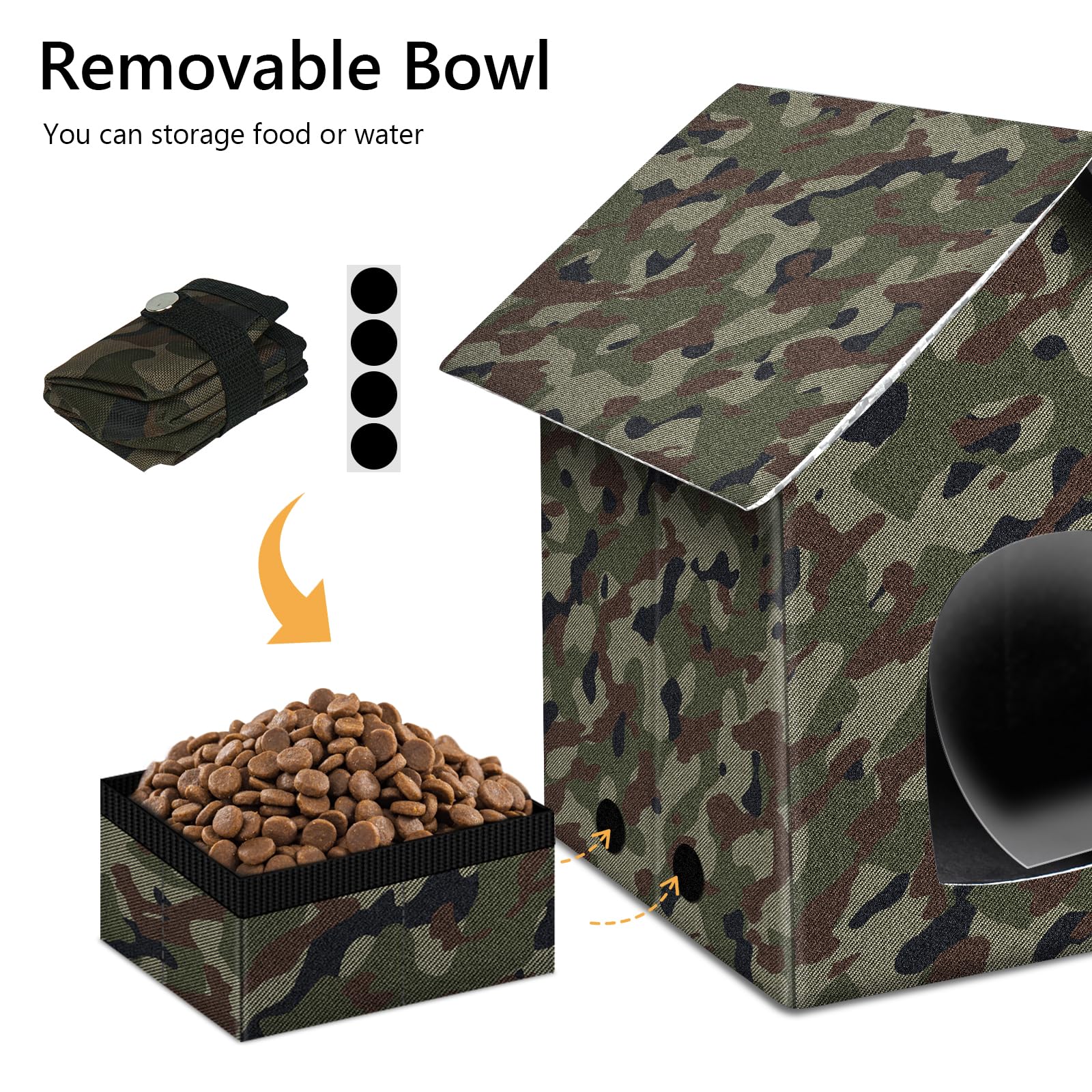 Abri Extérieur Imperméable Pour Chat - Niche Confortable Pour Chats Errants, Petits Chiens, Lapins - Avec Toit Débordant Et Rideaux - Jardin, Camping - 4
