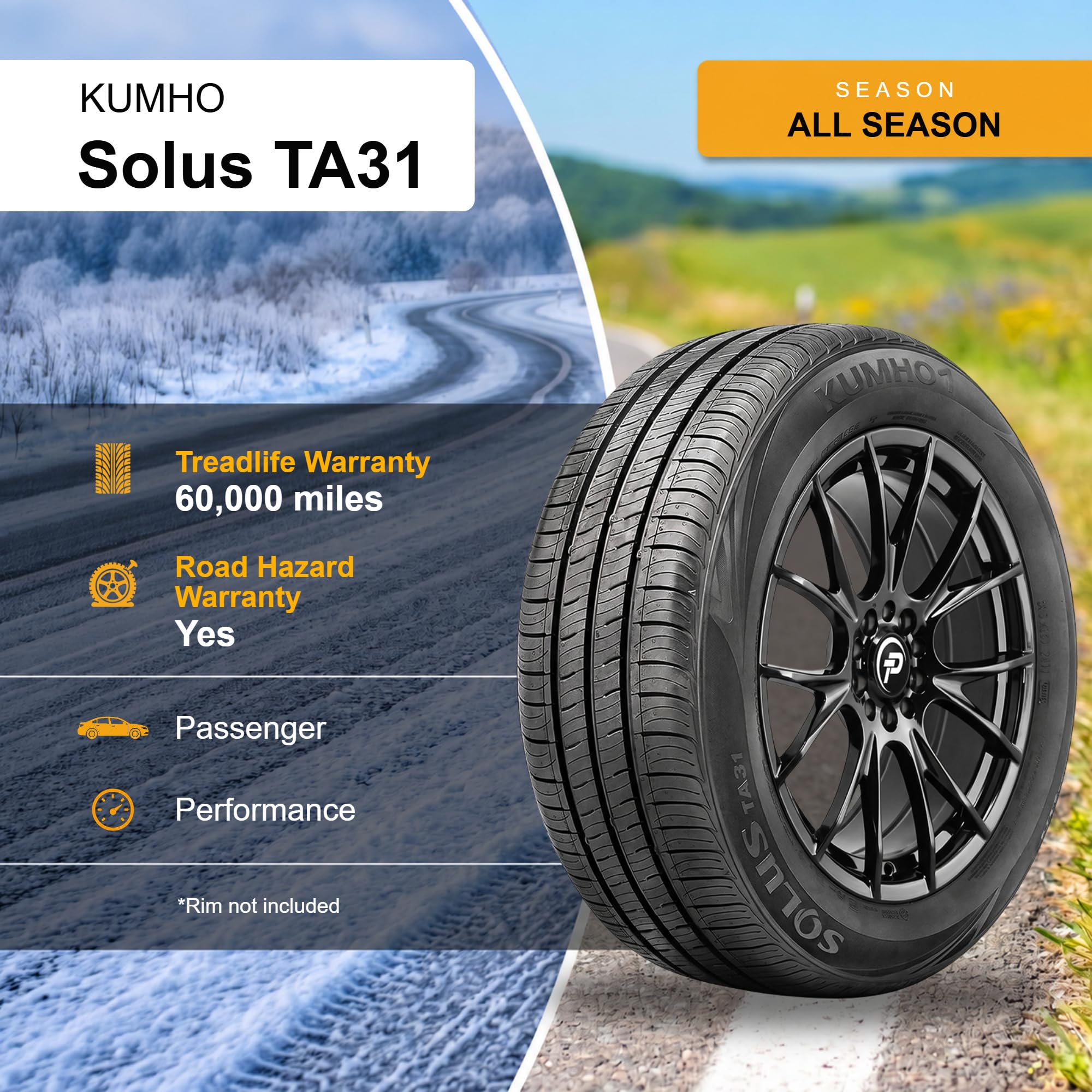 Amazon.com: Kumho Solus TA31 All-Season Tire - 195/60R15 88H