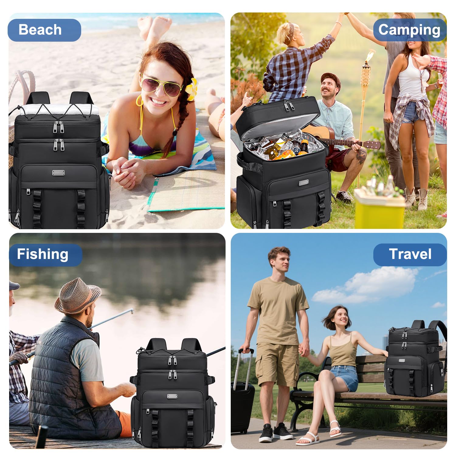 Mochila térmica aislada, bolsa térmica suave impermeable de doble cubierta, mochila enfriadora a prueba de fugas para hombres y mujeres para viajes, campamento, picnic, playa, picnic, al aire 8