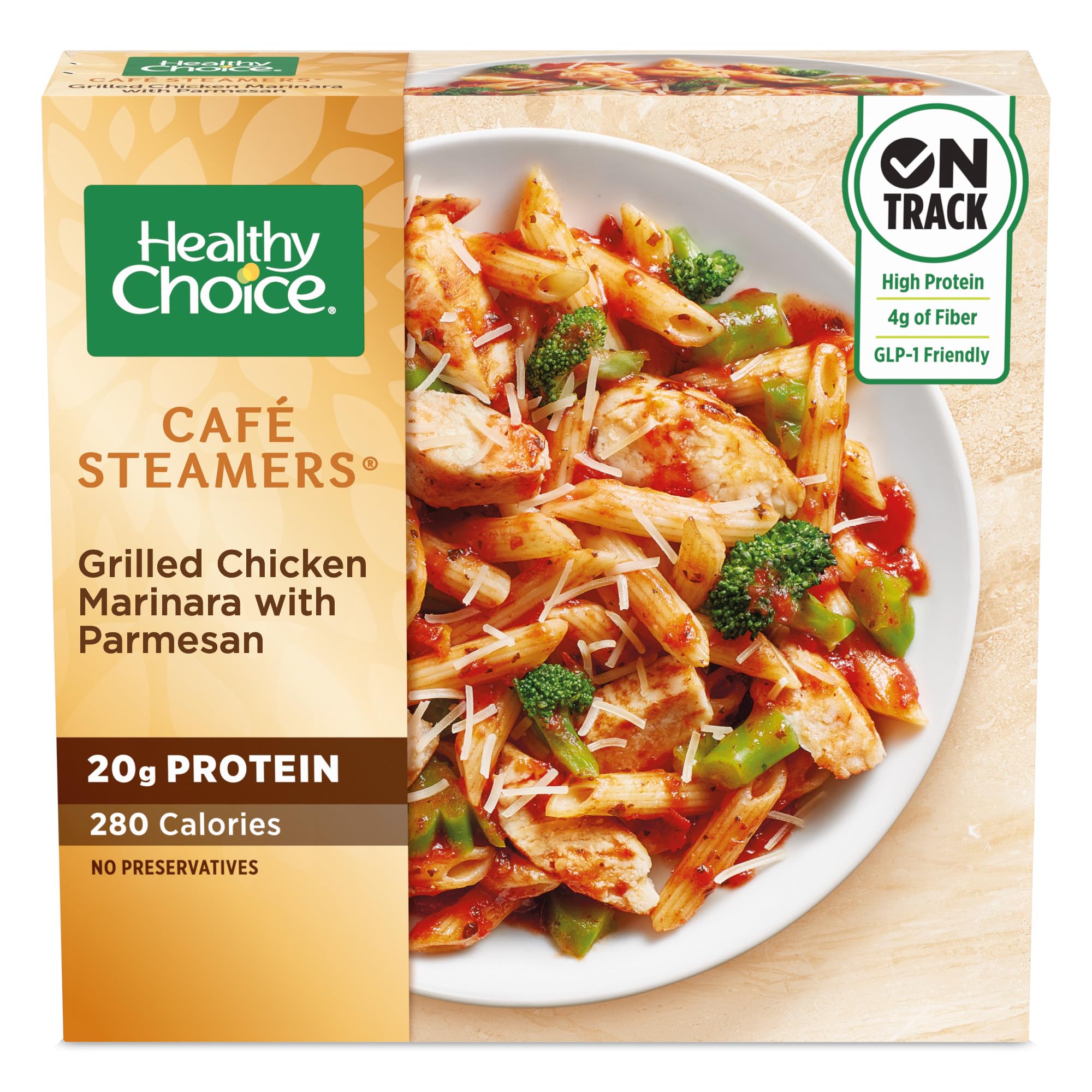 Healthy Choice Cafe Steamers Grilled Chicken Marinara with Parmesan Convenient Microwave Meal Made With No Preservatives Frozen Meal