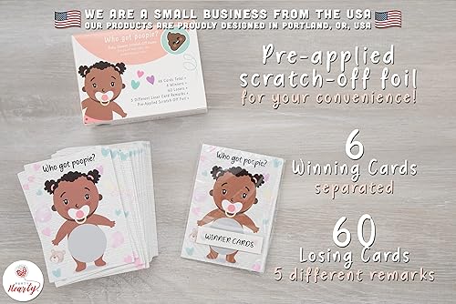Miniatura 2 de Party Hearty Juegos de baby shower para niña, 66 boletos de lotería para rascar con emoji Poopie, ideas de juegos para bebés, juego para raspar
