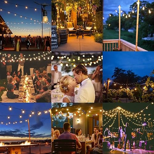 Miniatura 5 de RTTY Guirnalda de luces para exteriores de 300 pies, paquete de 3 luces LED G40 de 100 pies para patio con 52 bombillas de plástico, impermeables,